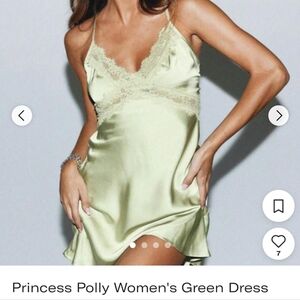 Princess Polly Green Mini Dress with Lace and V-Neck